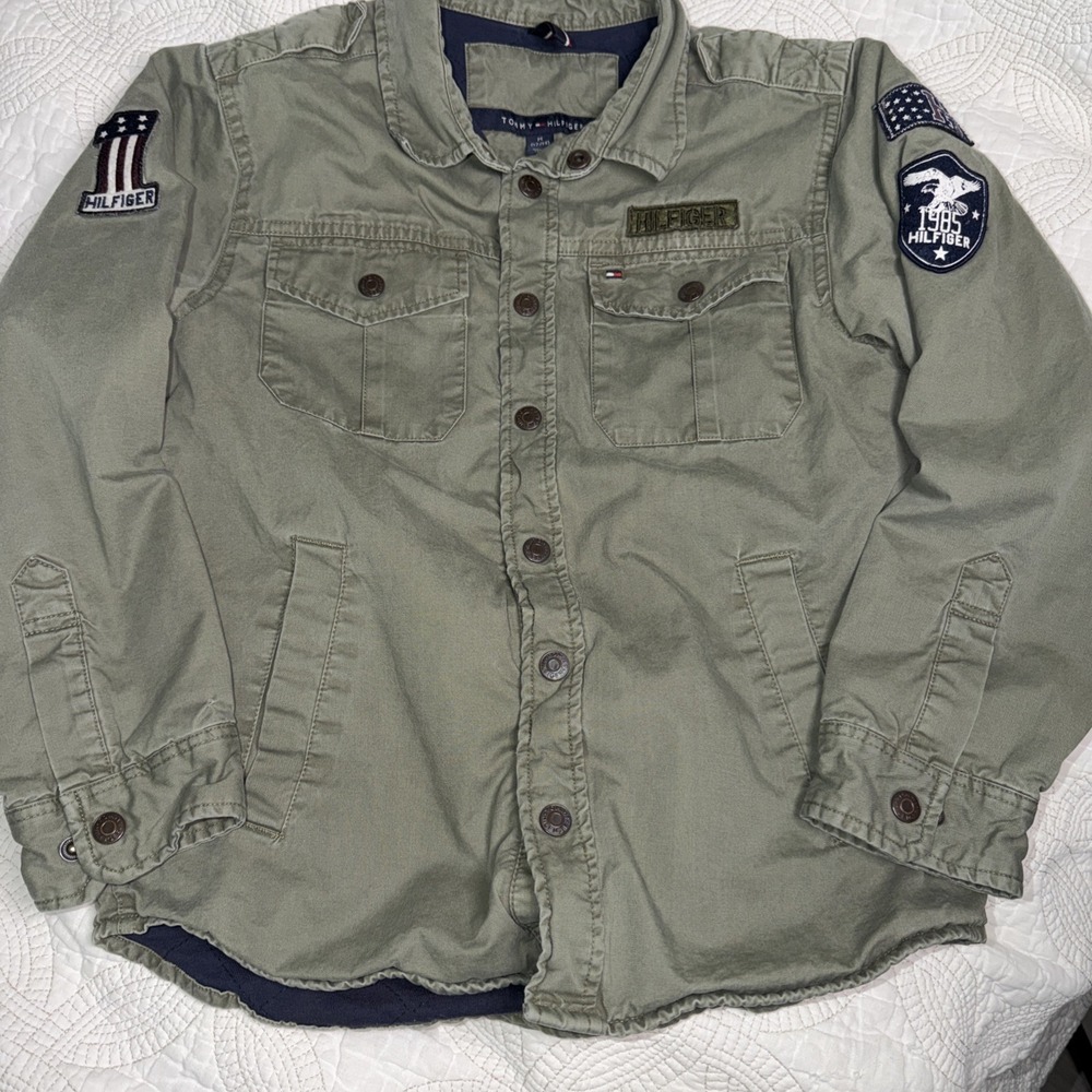 Tommy Hilfiger Boys Miltary Jacket Twill Lined Size 12/14